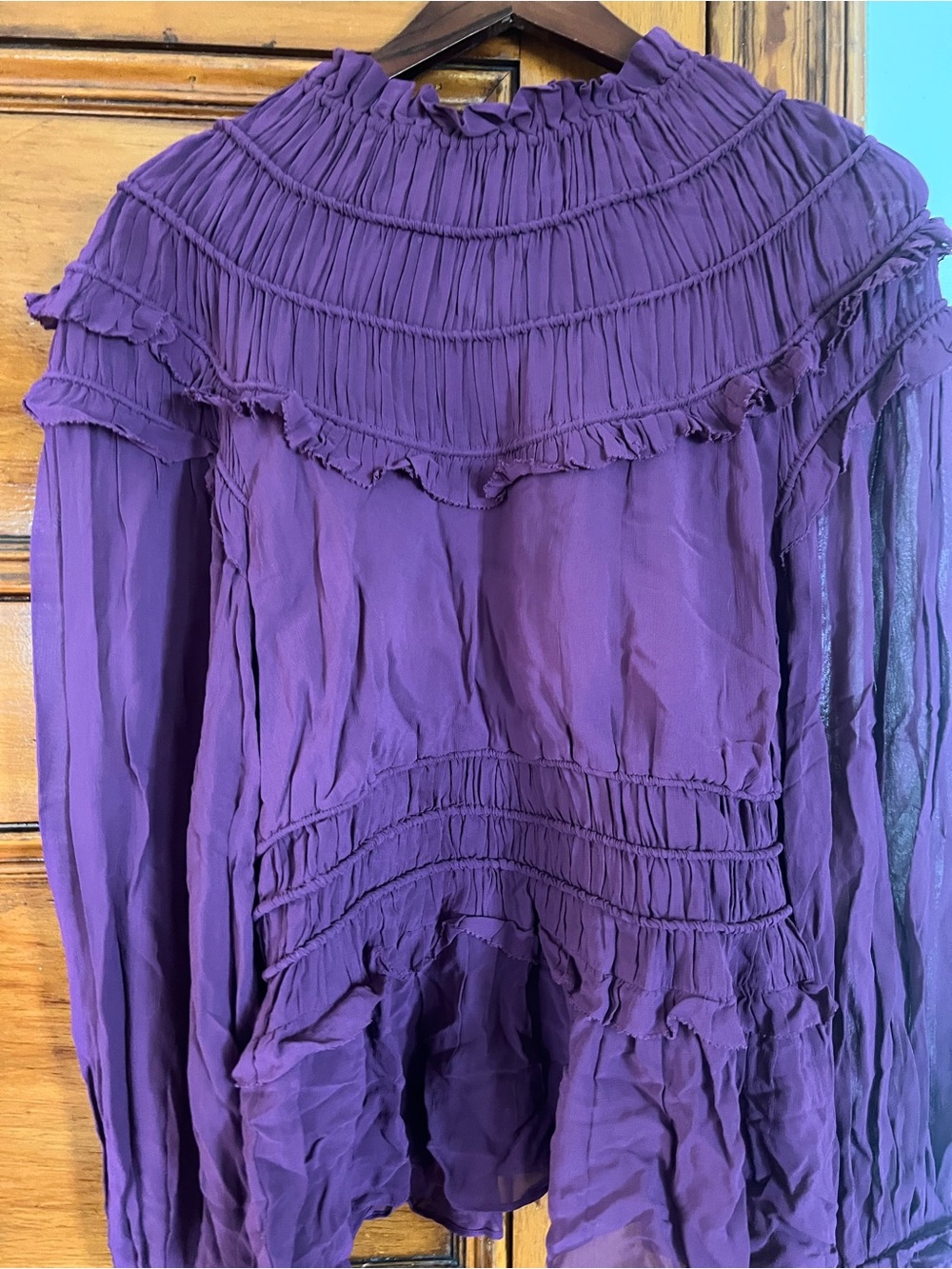 Farm Rio Purple Ruffled Long-Sleeve Blouse - Picture 2 of 6